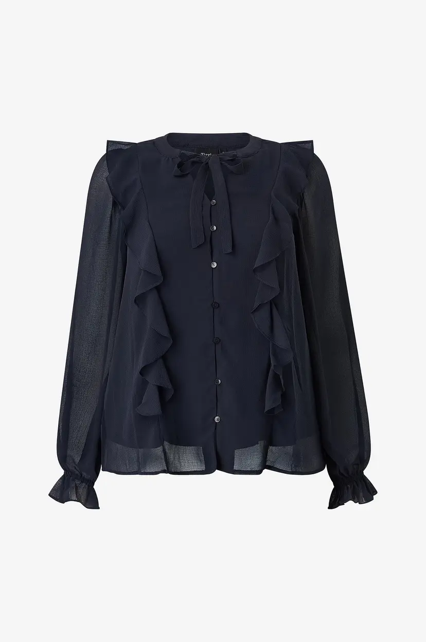 Zizzi Bluse Mimmi, L/S, Blouse - Blå