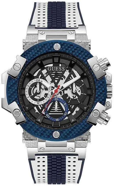 Guess Guess Herreklokke GW0486G1 Skjelettkuttet/Gummi Ø46 mm