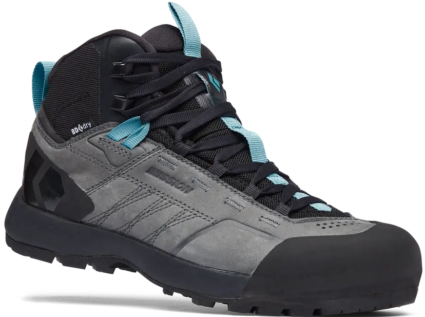 Black Diamond Black Diamond W's Mission Leather Mid WP Approach Shoes Steel Grey/Costal Blue
