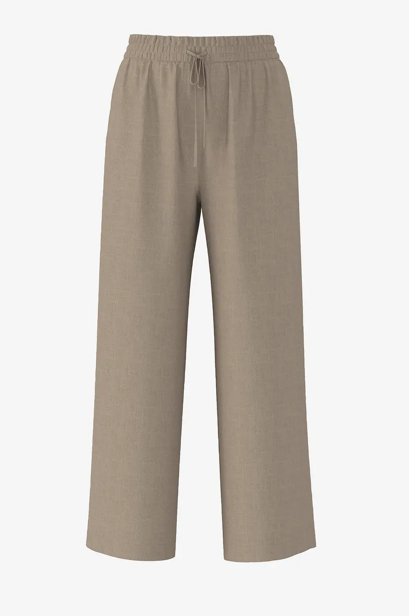Selected Women Bukser slfViva-Gulia HW Long Linen Pant - Beige