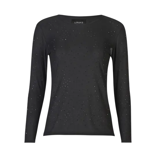 Liberté essentiel Liberté - Mesh Ls Sparkle T-Shirt - Black Diamond Dot