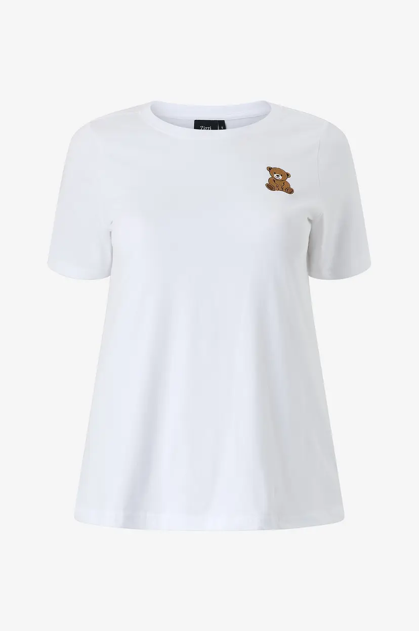 Zizzi T-skjorte Mteddy, S/S, Straight Tee - Hvit