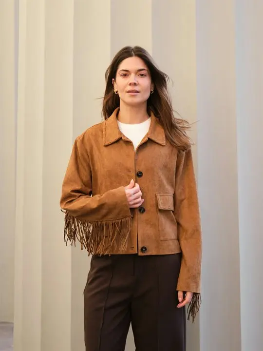 Neo Noir Neo Noir - Lauron Faux Suede Jacket - Cognac