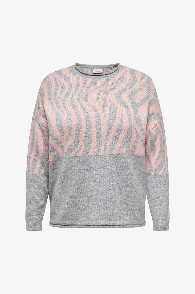 Only Carmakoma Genser carJade Zebra L/S O-neck Knt - Grå