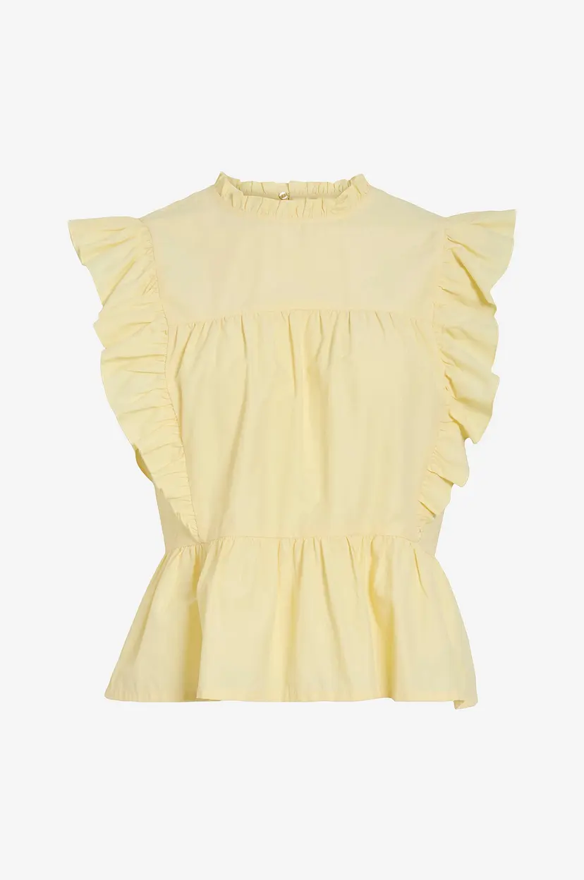 Vila Bluse viRufella O-neck S/L Frill Top - Gul