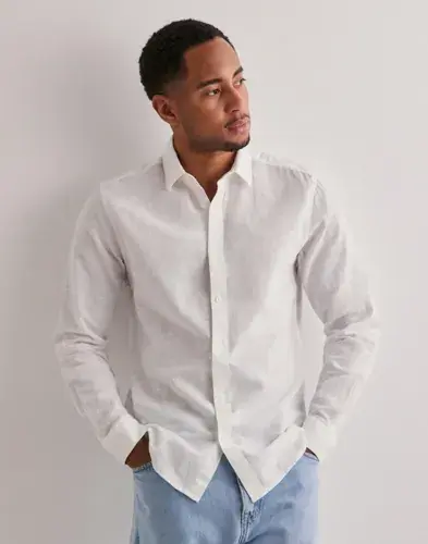 Only & Sons Only & Sons Onscaiden Life Ls Solid Linen Shirt Gröna skjortor Hvit