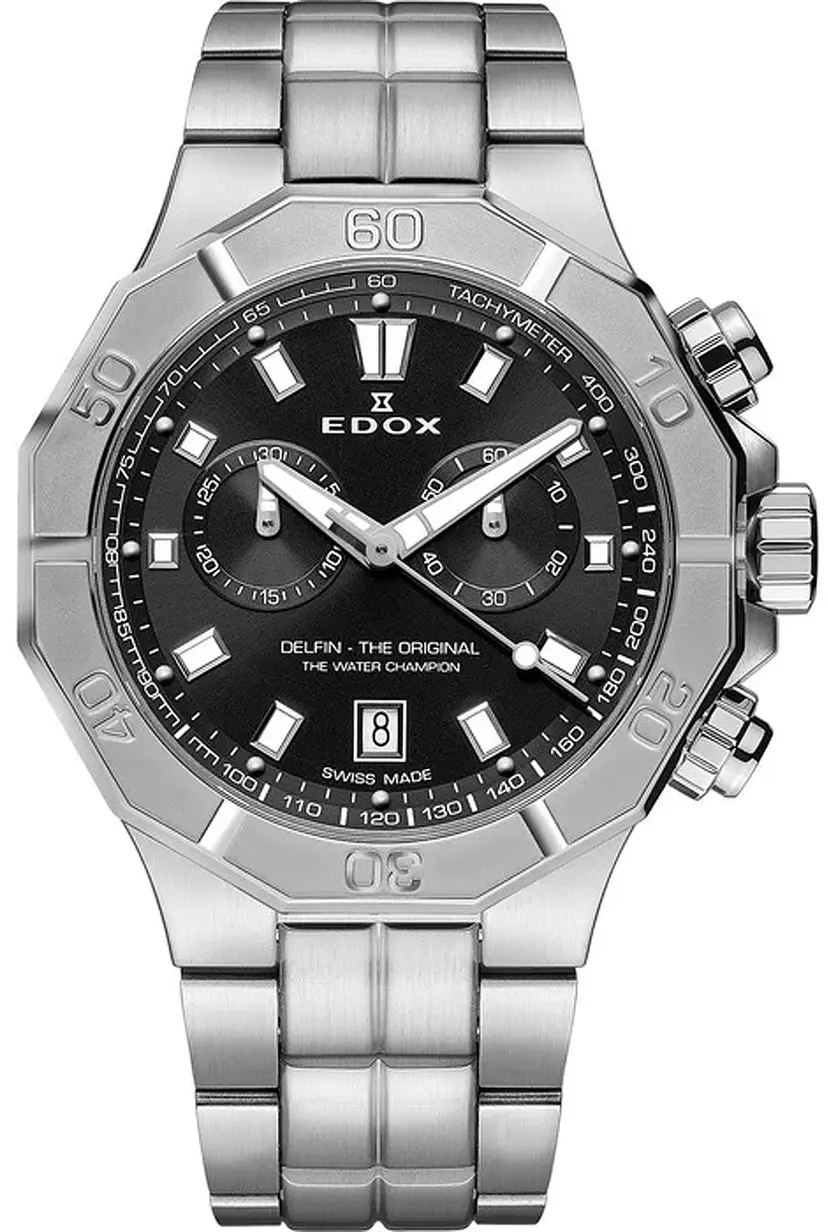 Edox Edox Herreklokke 10113-3M-NIN Delfin Sort/Stål Ø43 mm