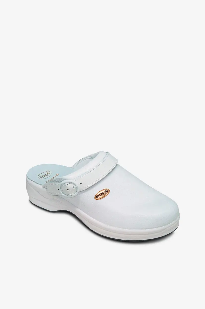 Scholl New Bonus tøffel av skinn, 36-42 - Hvit