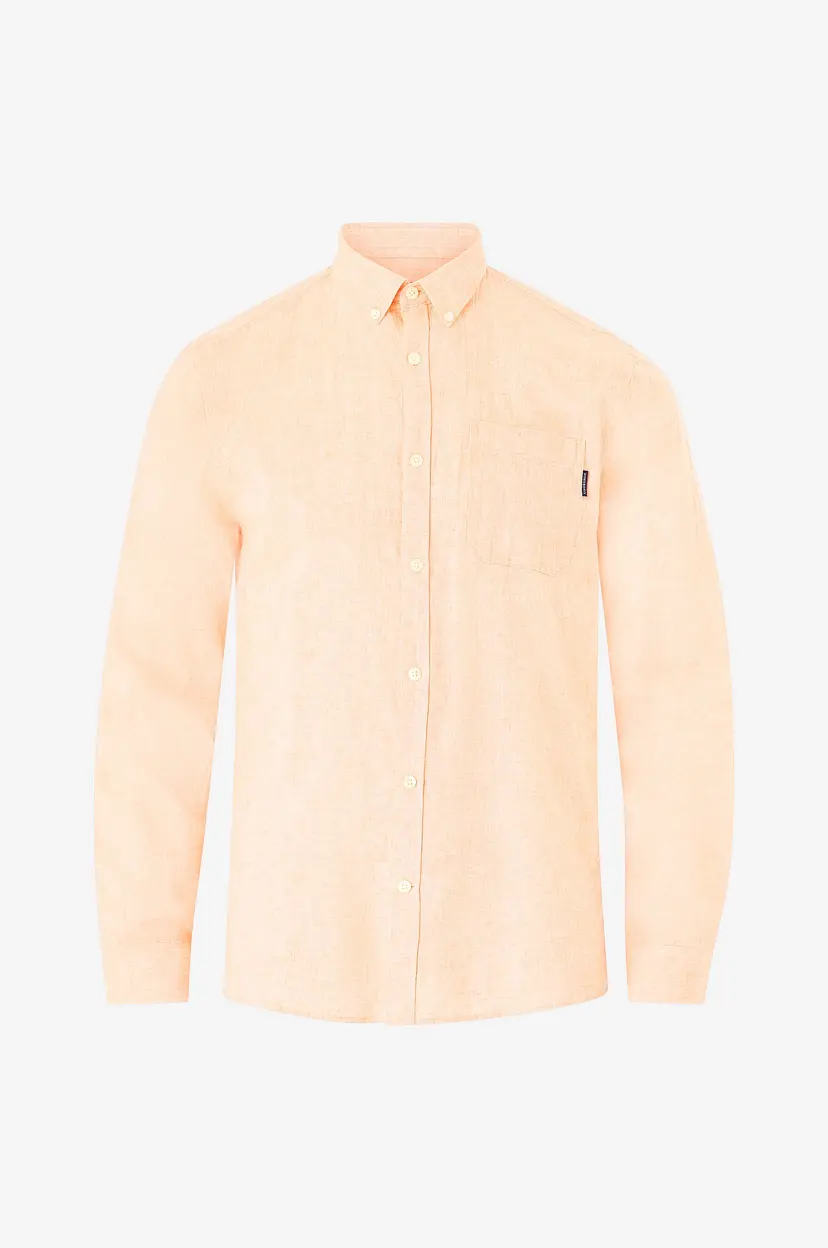 Lindbergh Skjorte Cotton/linen Shirt L/ - Orange