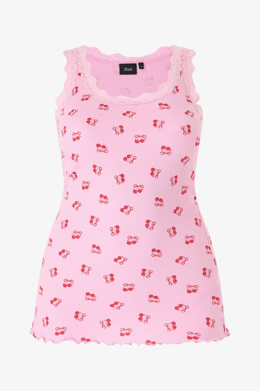Zizzi Singlet mLiv S/L Aop Top - Rosa