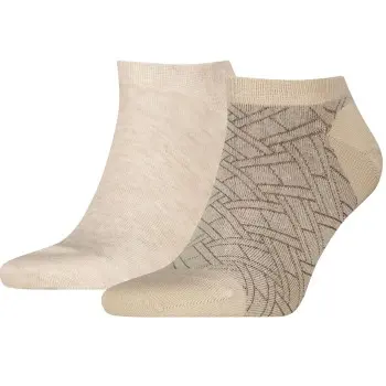 Tommy Hilfiger Tommy Hilfiger Strømper 2P Cotton Sneaker Socks Patterned Sand Str 39/42 Herre