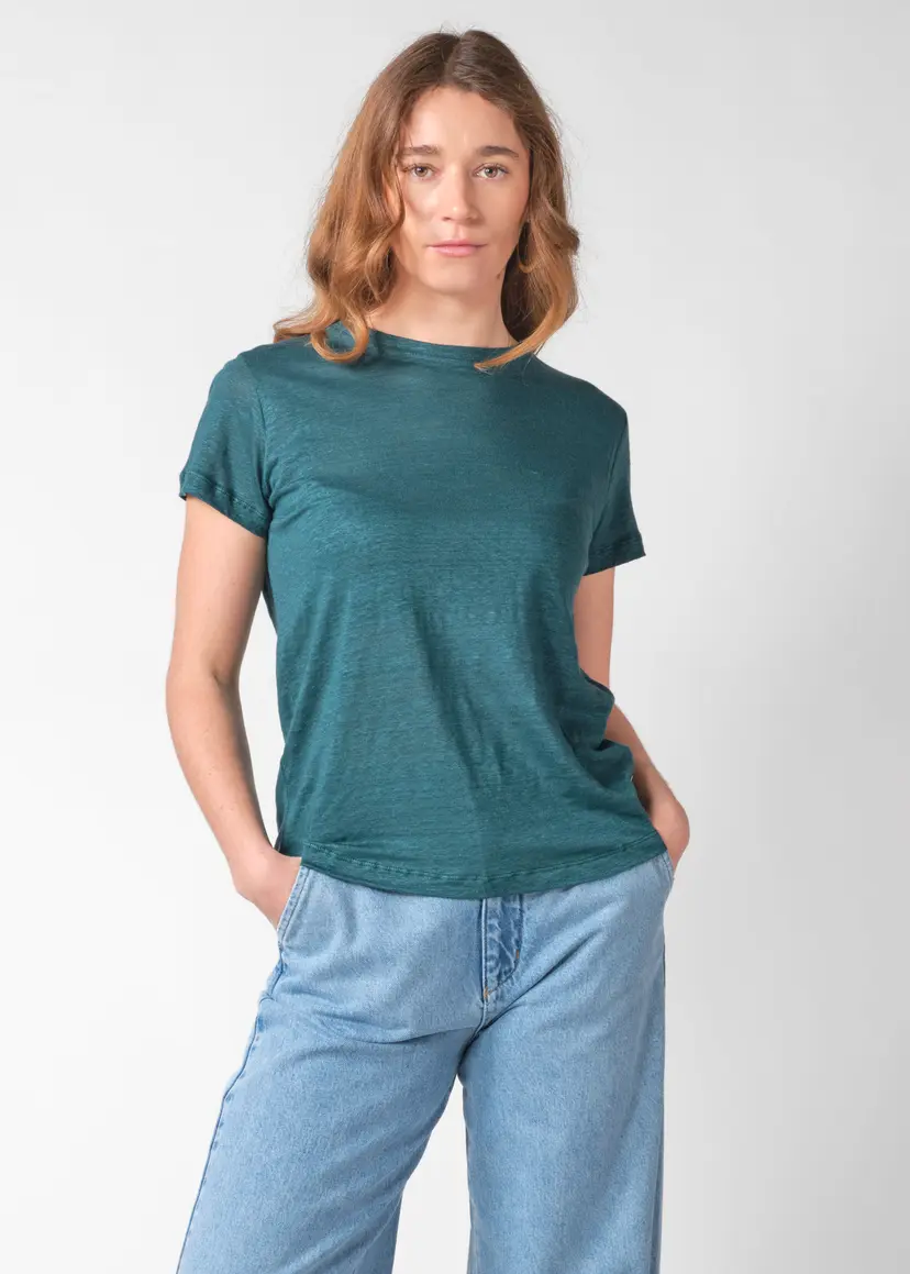 Klitmøller Collective ApS Rikke linen tee - Moss Green