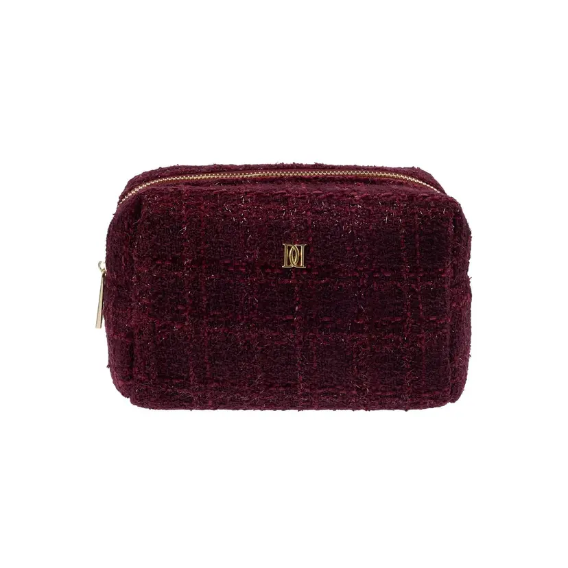 Dark Tweed Make-Up Pouch Small Bordeaux