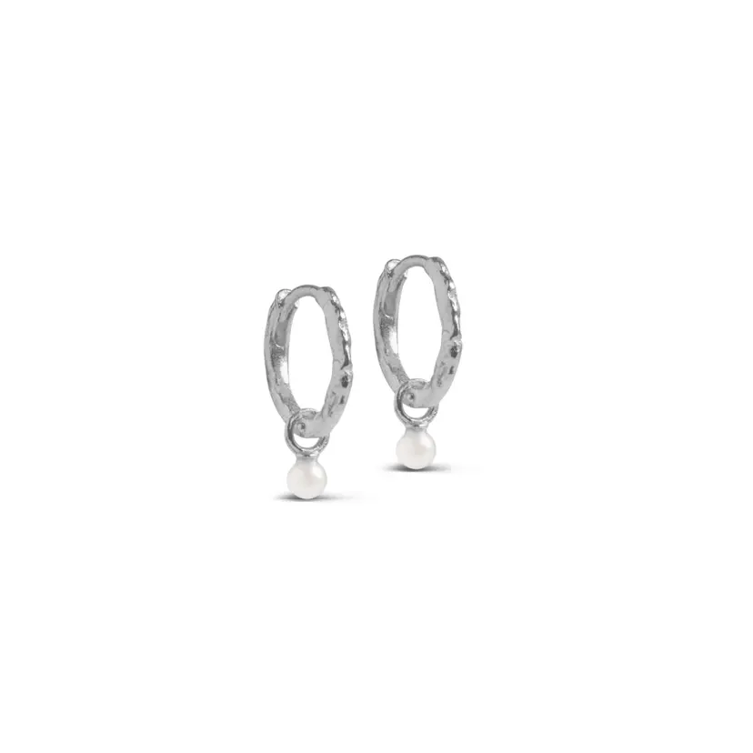 Enamel Enamel - Belle Pearl Hoops i sølv - E271SM-Pearl