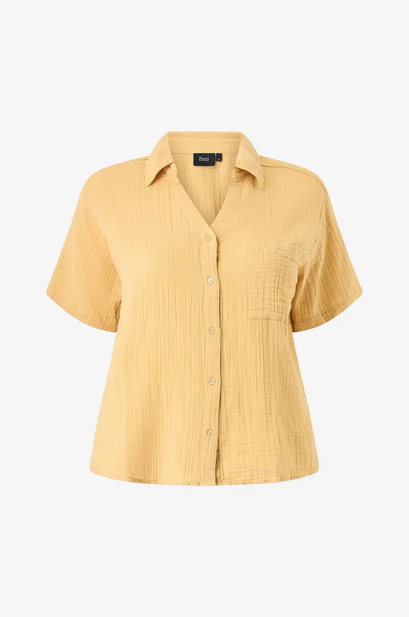 Zizzi Skjorte vvIvu S/S Shirt - Gul