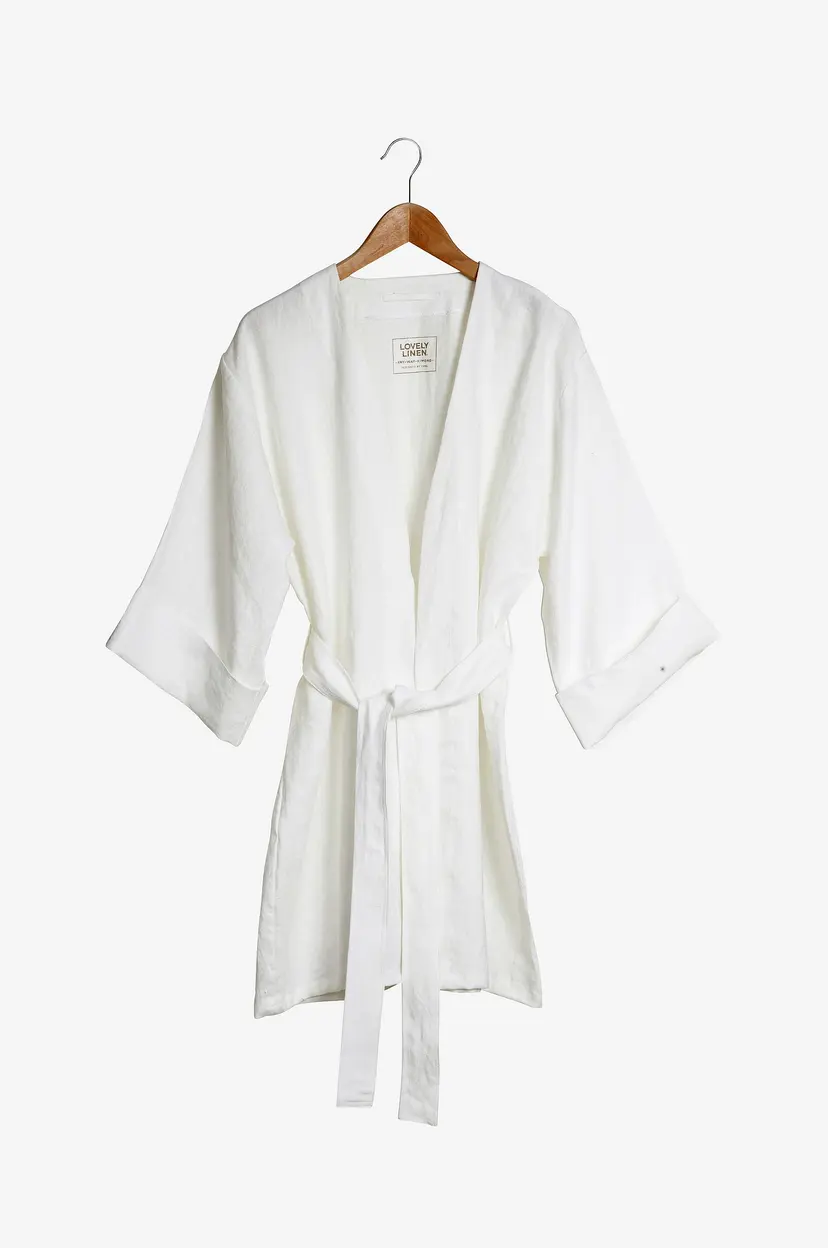 Lovely Linen Kimono Lovely i vasket lin - Hvit