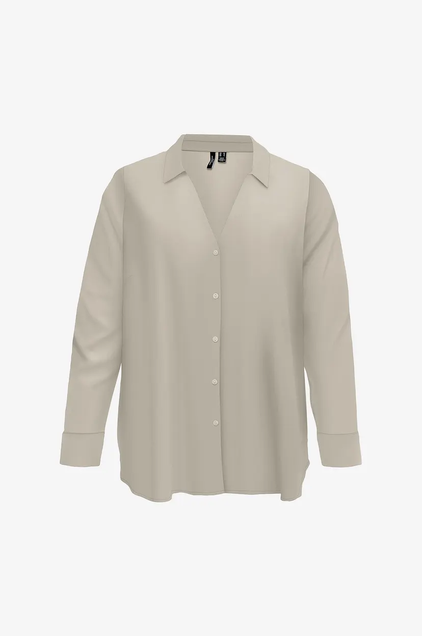 Vero Moda Curve Skjorte vmcMymilo L/S V-neck Wvn GA C - Grå
