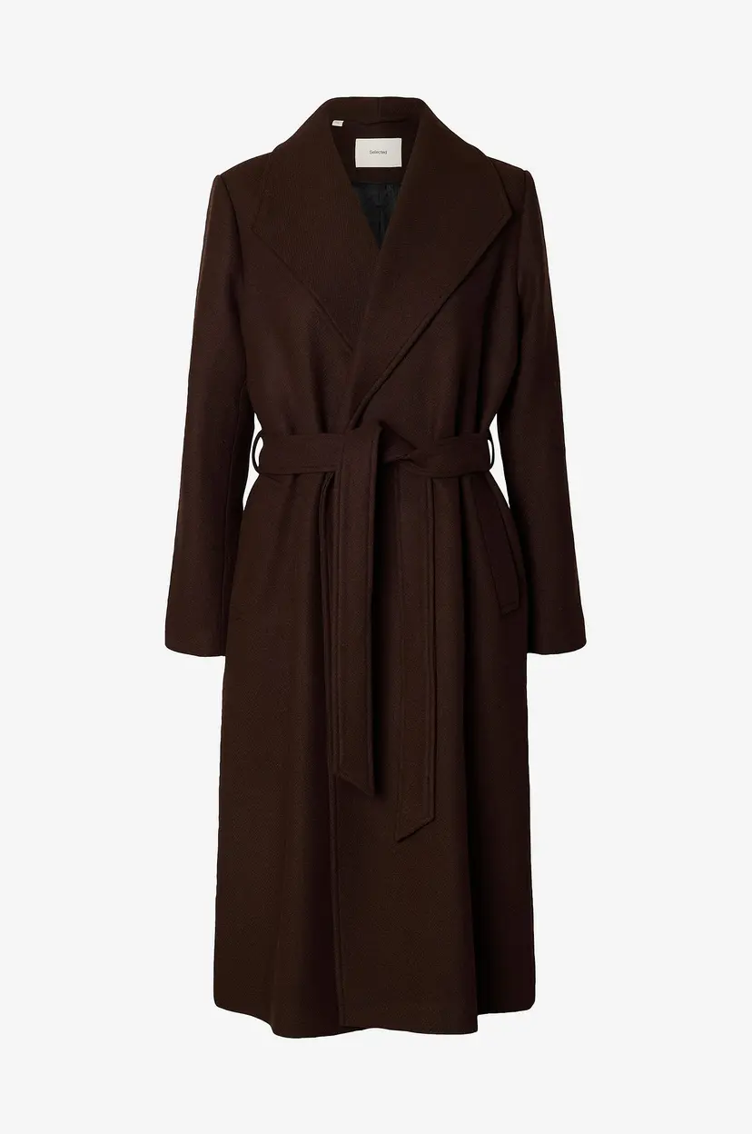 Selected Women Ullkåpe Slwzia-rosa Wool Blend - Brun
