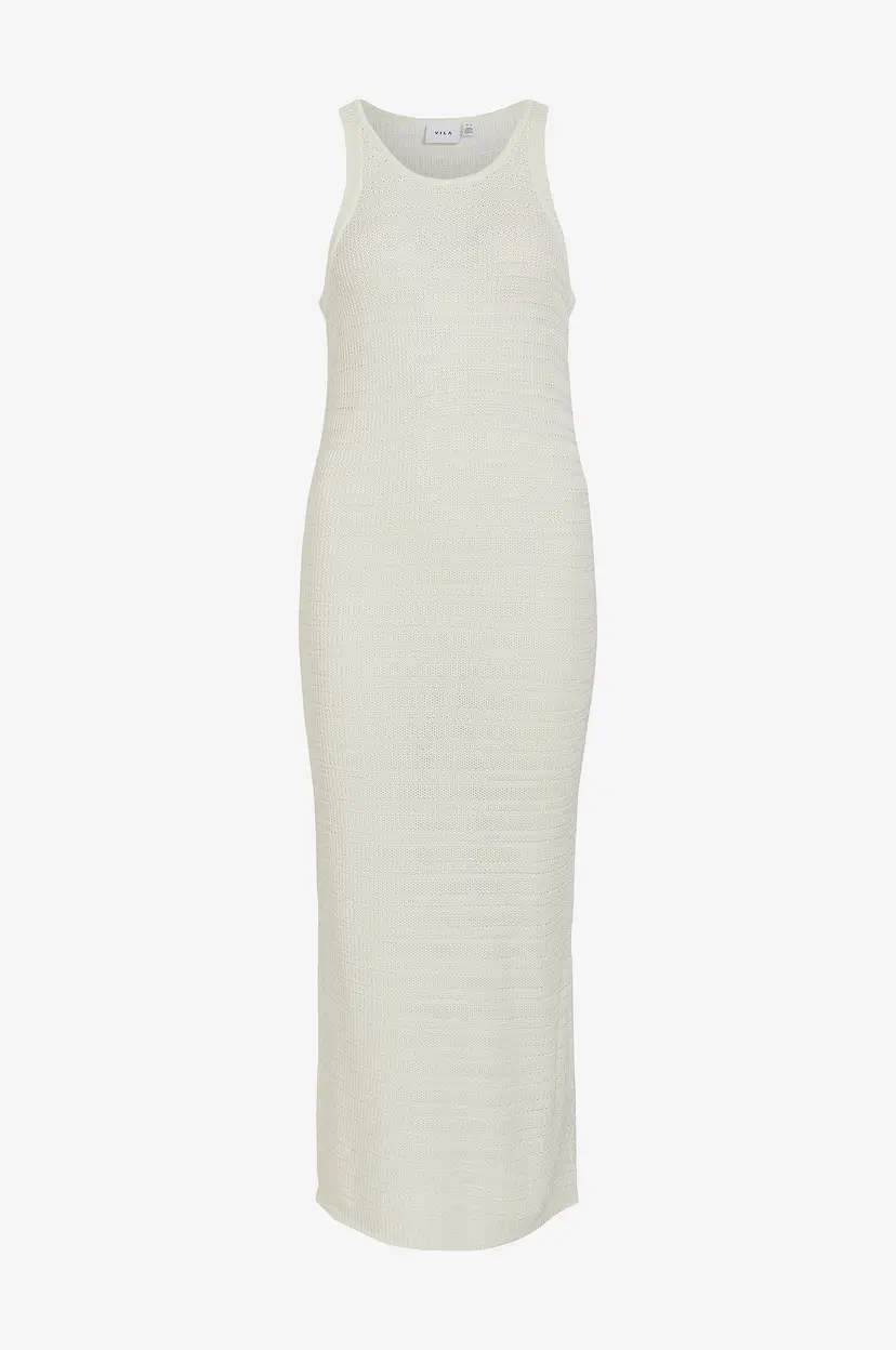 Vila Maxikjole viMargot Open O-neck S/L Knit Dress - Beige