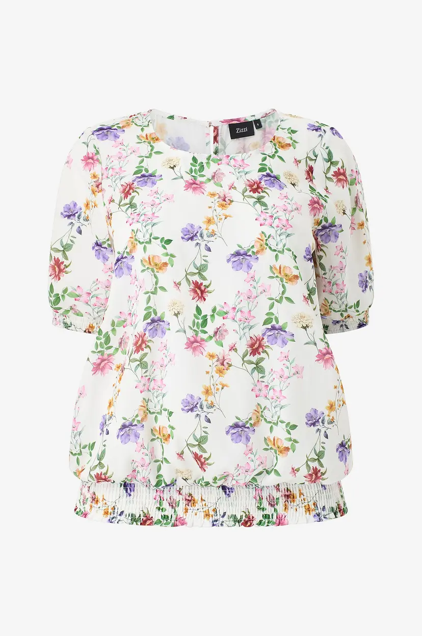 Zizzi Bluse mNaeve S/S Smock Top - Rød