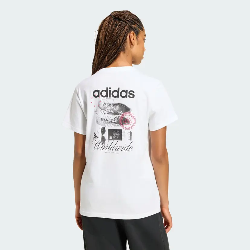 Adidas TRAVEL LOOSE GRAPHIC T-SKJORTE