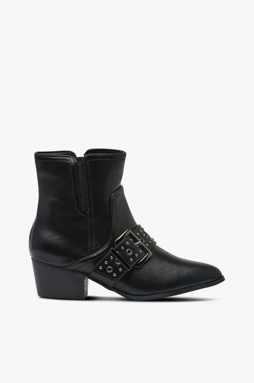 Zizzi Boots fJane Leather Short - Svart