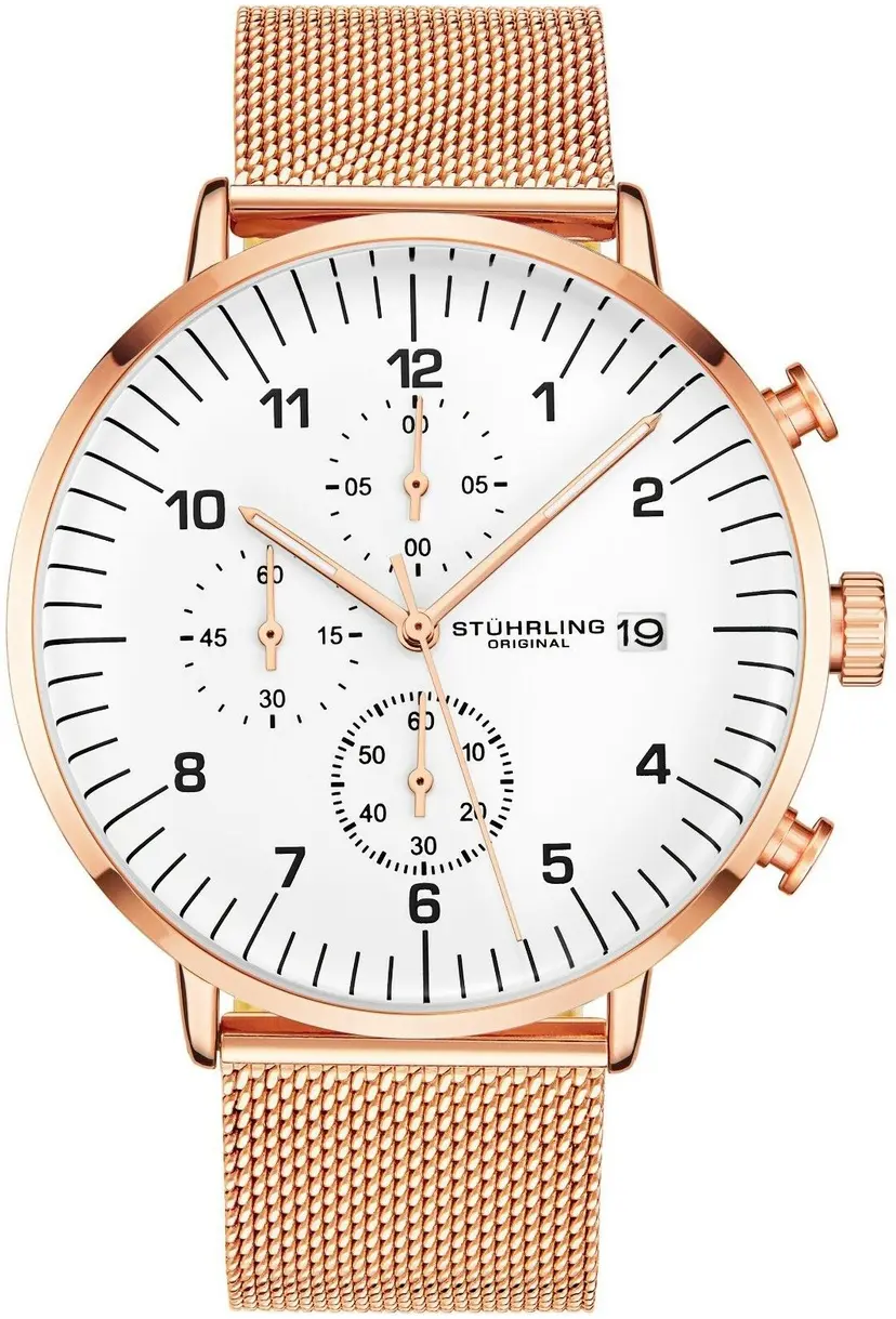 Stührling Original Stührling Original Herreklokke 3911.5 Monaco Hvit/Rose-gulltonet