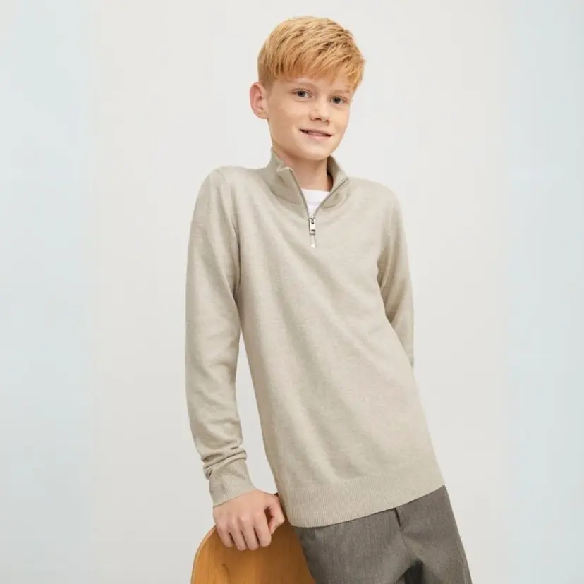 Jack & Jones Jack & Jones - Genser Halfzip Knit Emil Oatmeal Melange