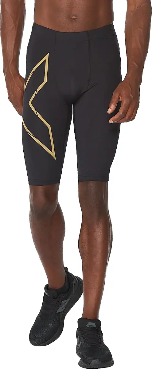 2Xu 2XU Men's MCS Run Compression Shorts Black/Gold Reflective