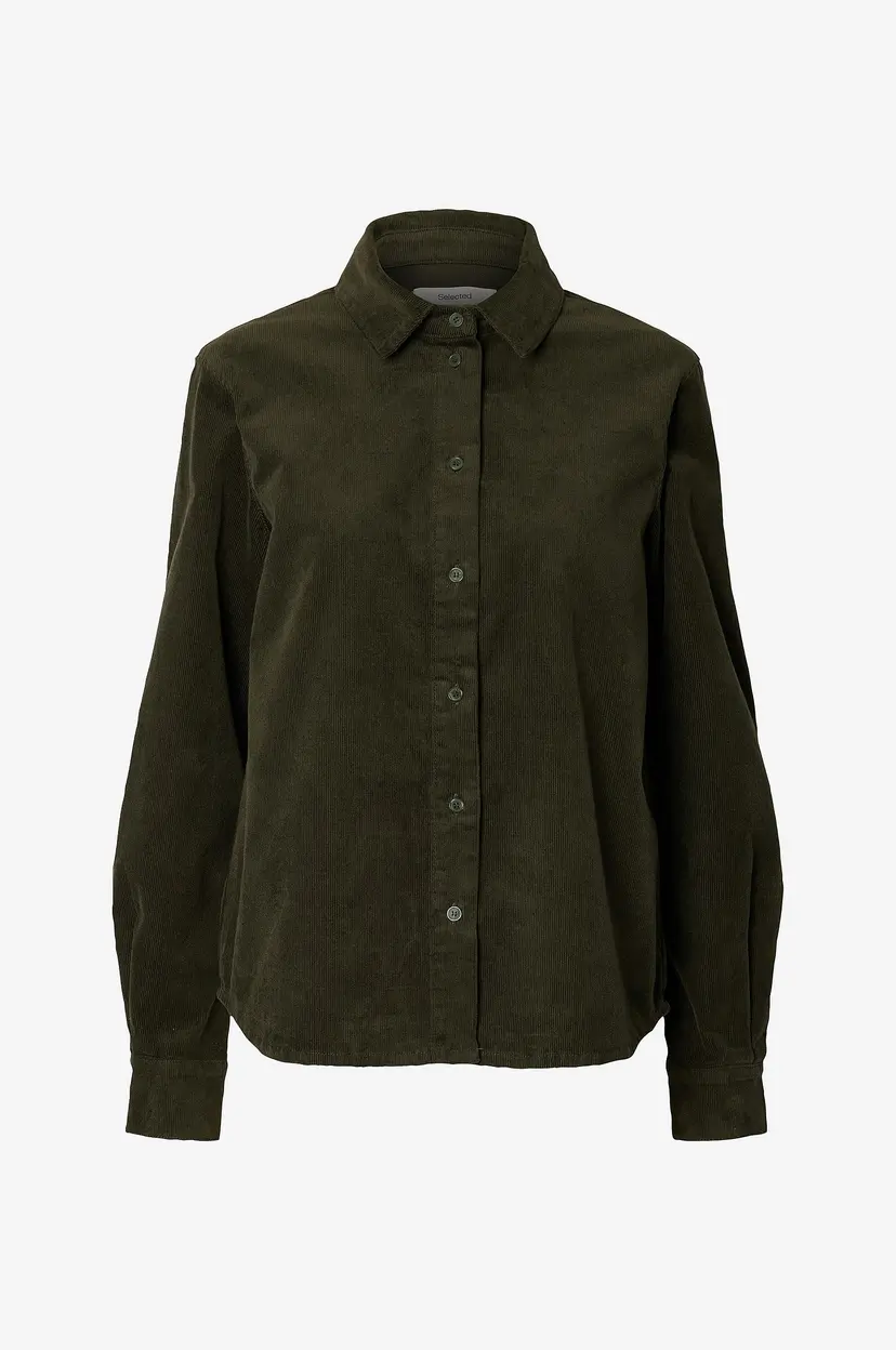 Selected Women Manchester-skjorte Slwruna Ls Regular Cord Shirt - Grønn