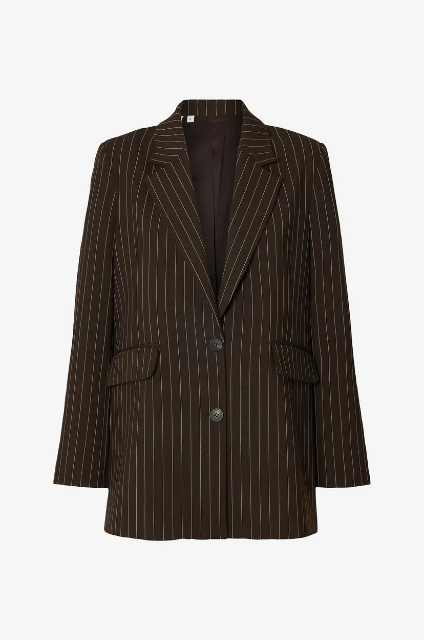Selected Women Blazer Slwrita Ls Relaxed Blazer Pin Stri - Brun