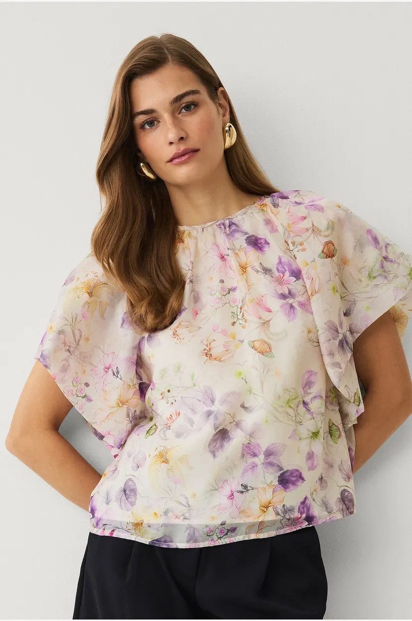 Ellos Collection Bluse med ballongermer - Natur