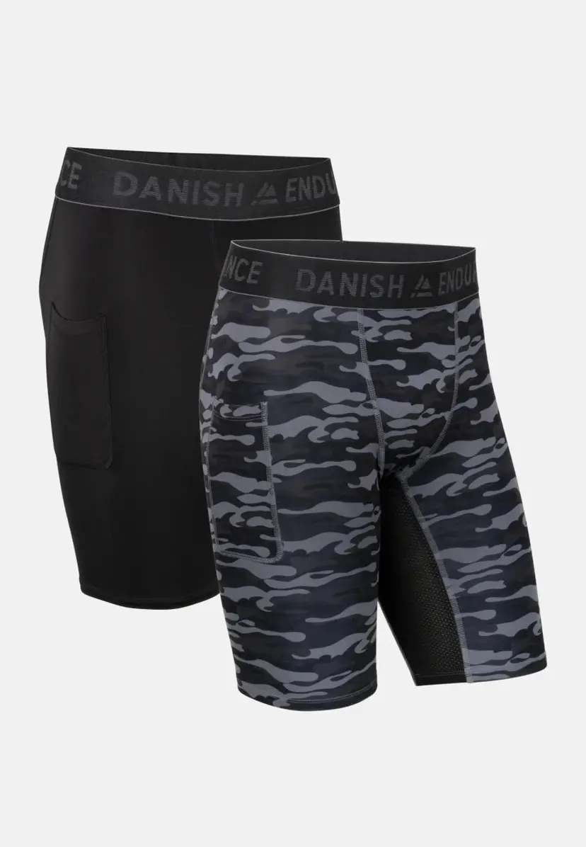 DANISH ENDURANCE DANISH ENDURANCE Kompressionsshorts, Sort | Grå Camo, M