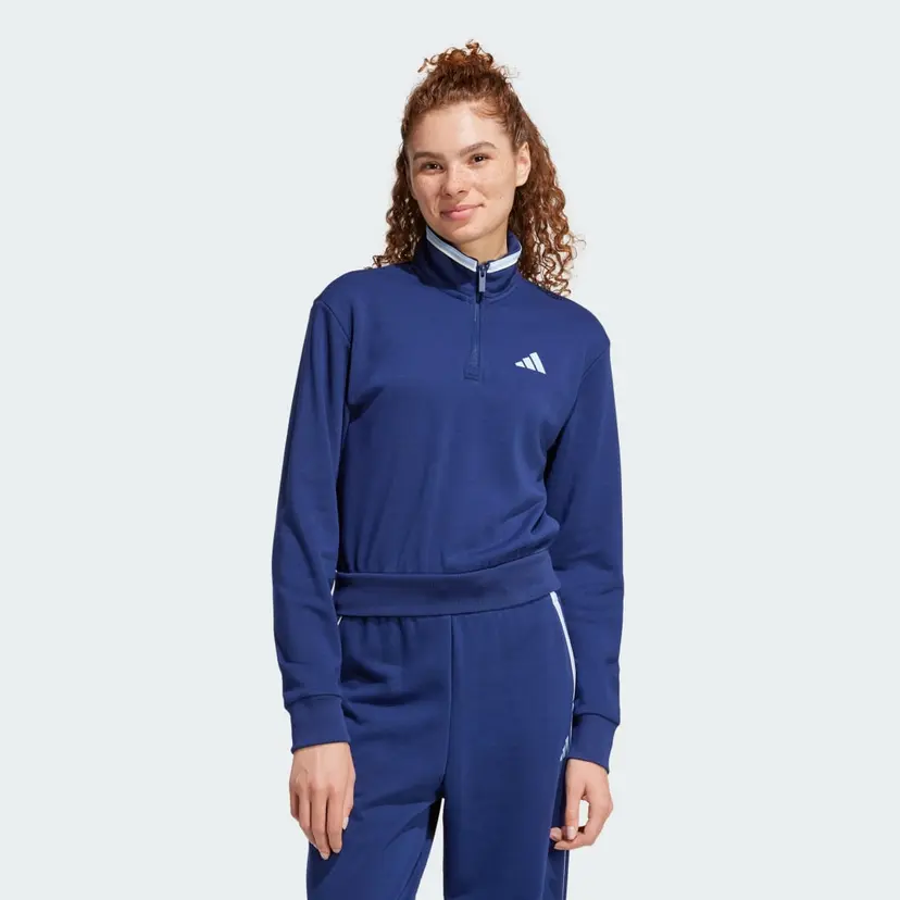 Adidas Essentials Color Pop French Terry Crop Quarter-Zip Treningsjakke