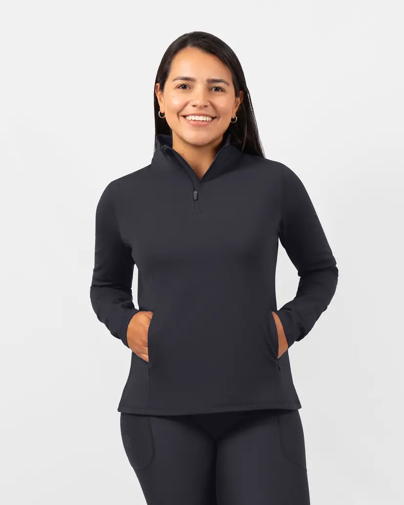 Huabo Bea Deep Blue Half Zip Winter Top