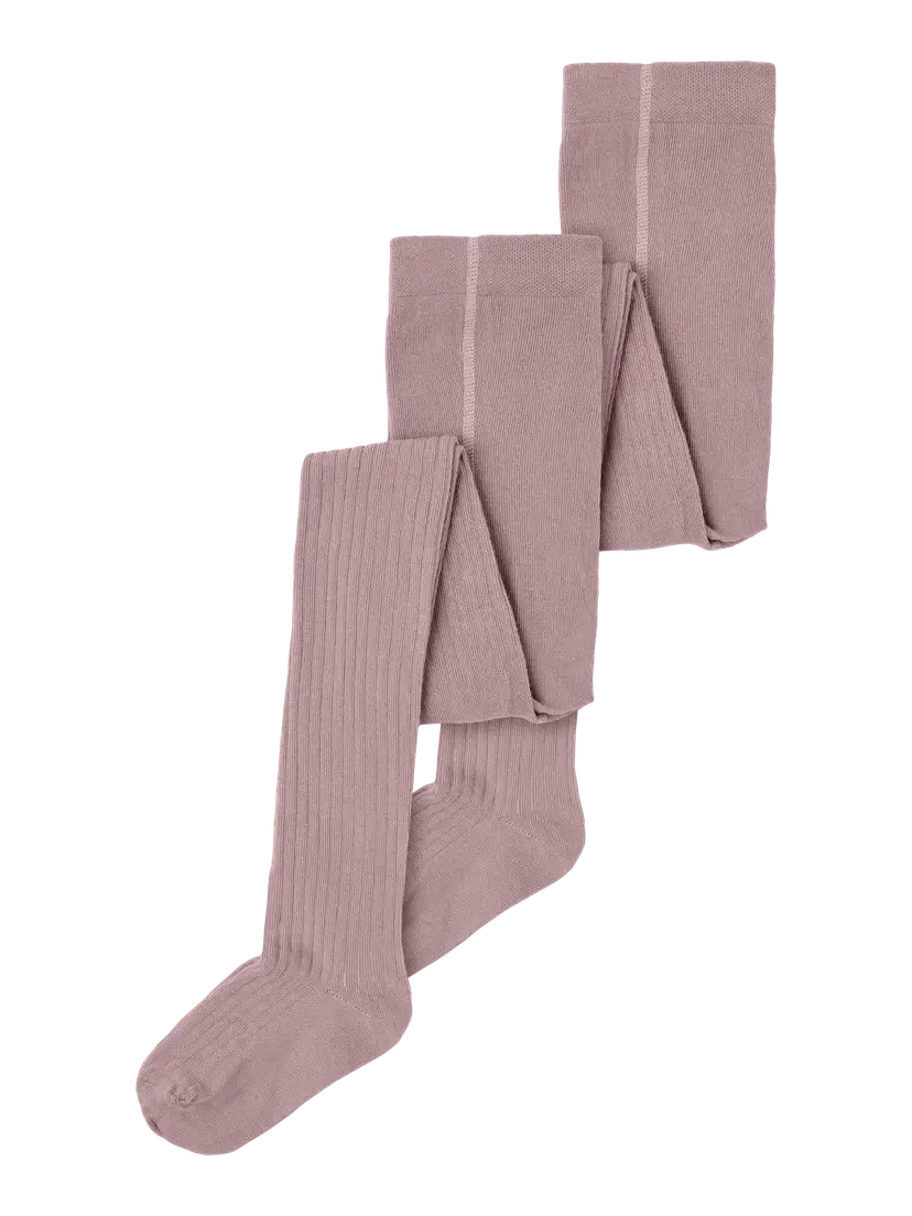 NAME IT Strømpebukse i bomull 2pk "RIB" Woodrose