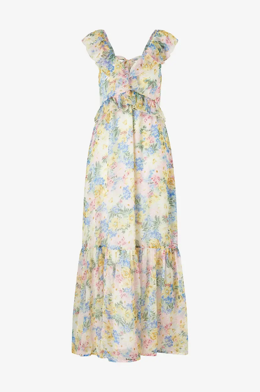 Bubbleroom Maxikjole Frill Tie Back Maxi Dress - Flerfarget
