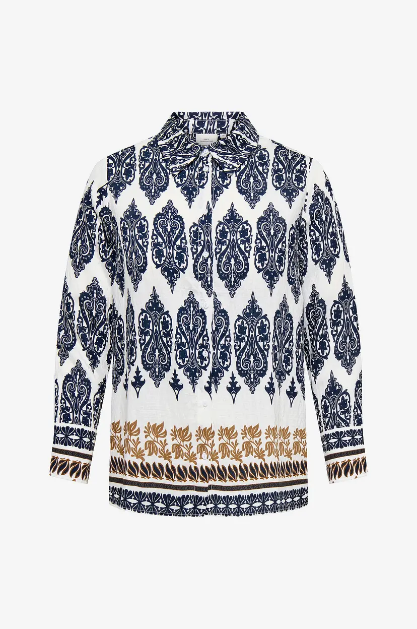 Only Carmakoma Skjorte carHavana L/S Shirt Aop - Hvit