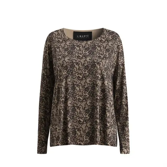 Liberté essentiel Liberté - Alma Ls Top - Mocca Brown Lace