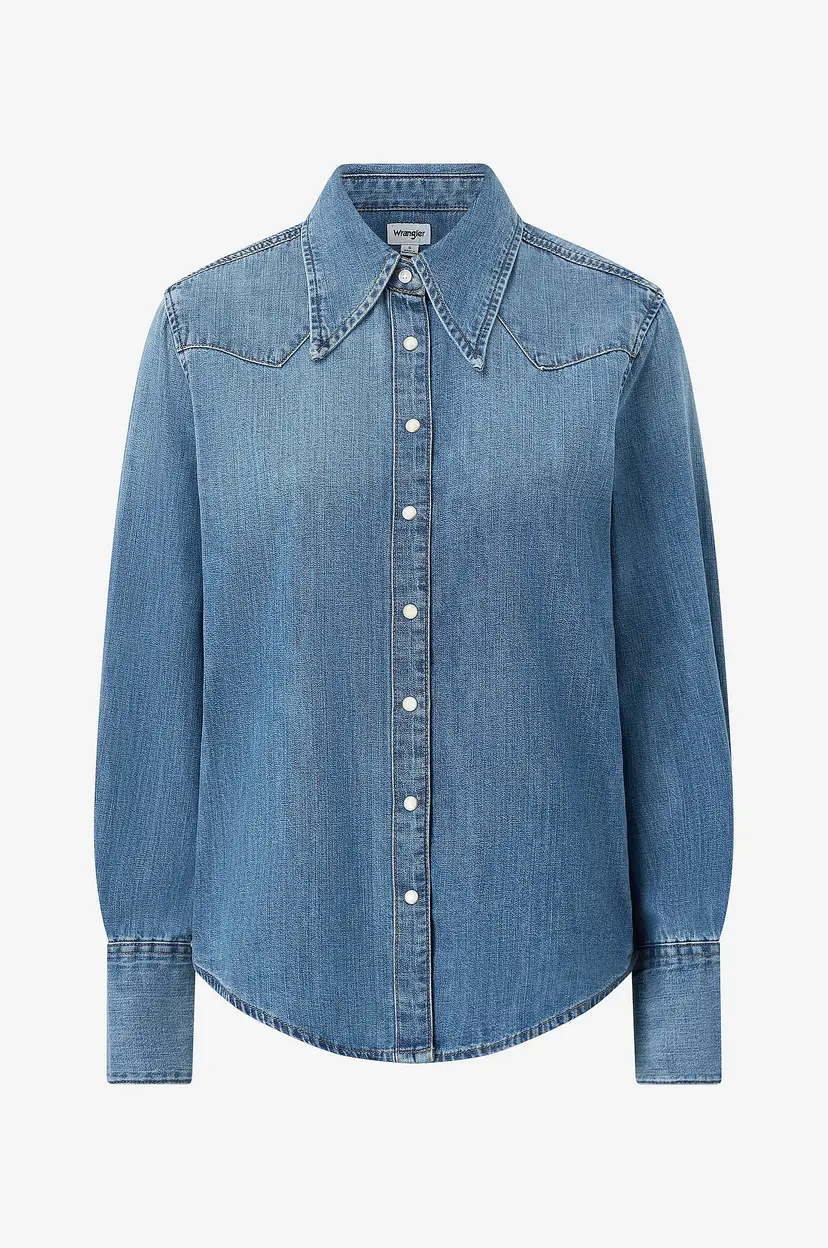 Wrangler Skjorte Drama Collar Shirt Classic Fade - Blå