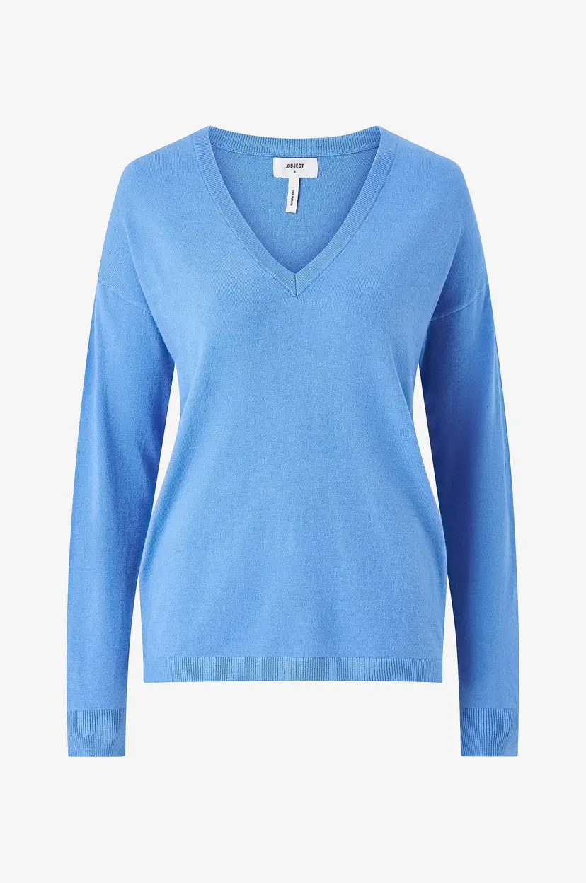 Object Collectors Item Genser objThess L/S V-neck Knit Pullover - Blå