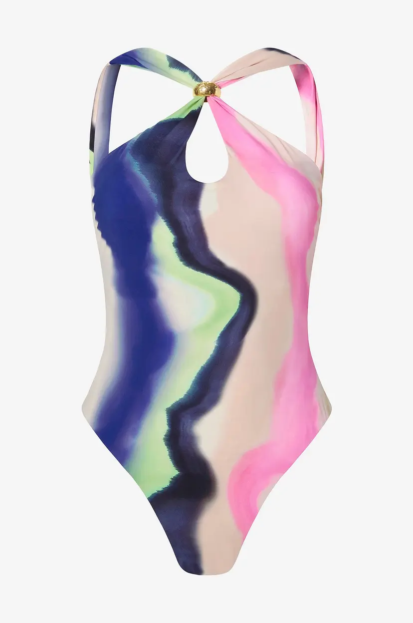 By Malina Badedrakt Lonita Gold Embellished Multiway Swimsuit - Flerfarget