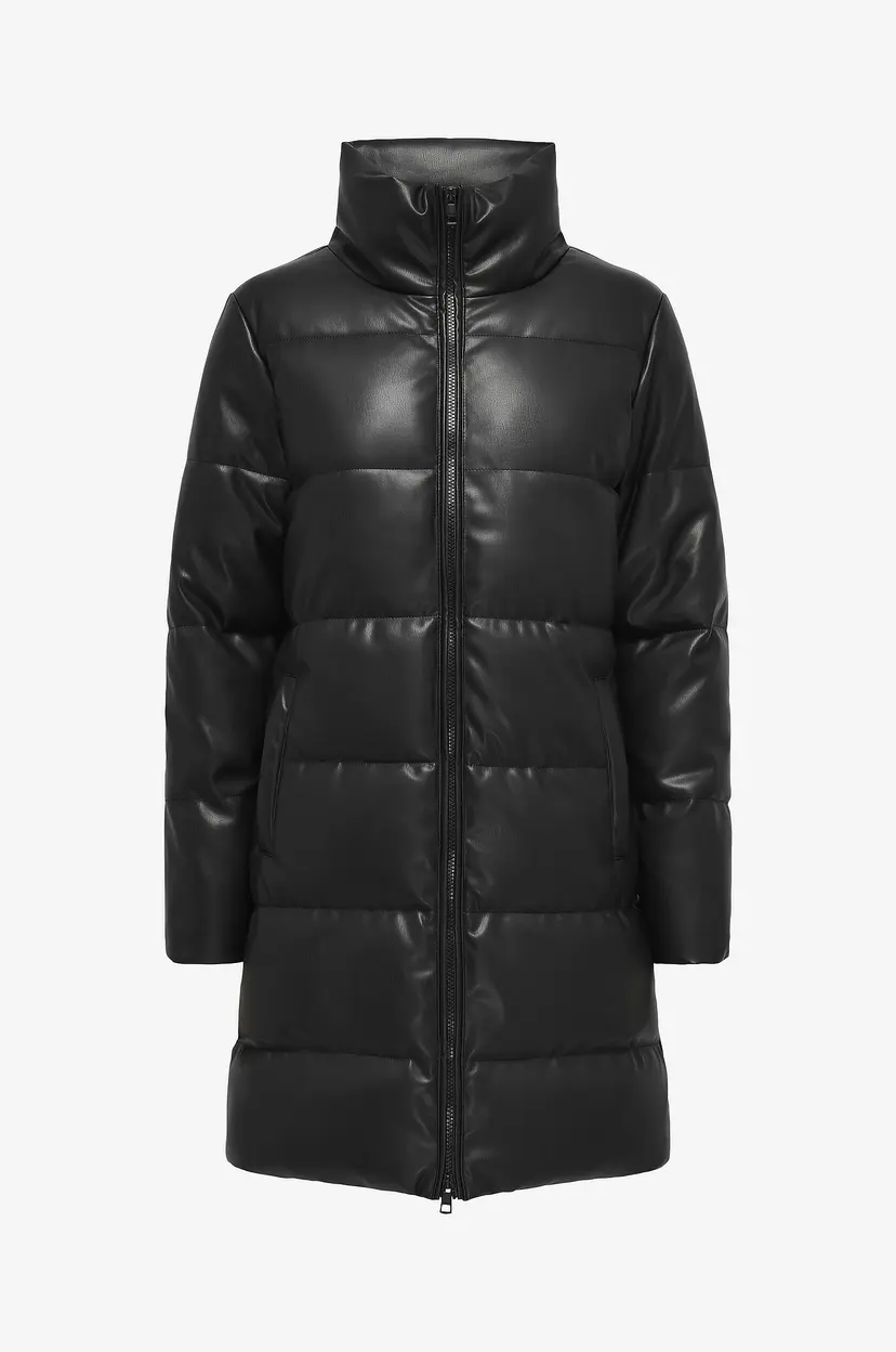 ONLY Kåpe onlElsie Faux Leather Puffer Coat - Svart