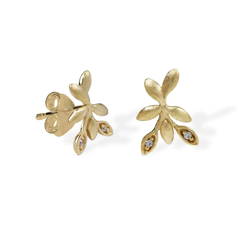 Blossom Blossom Copenhagen - Forrest 9 kt guld ørestikker med blomster og sten - 09921692