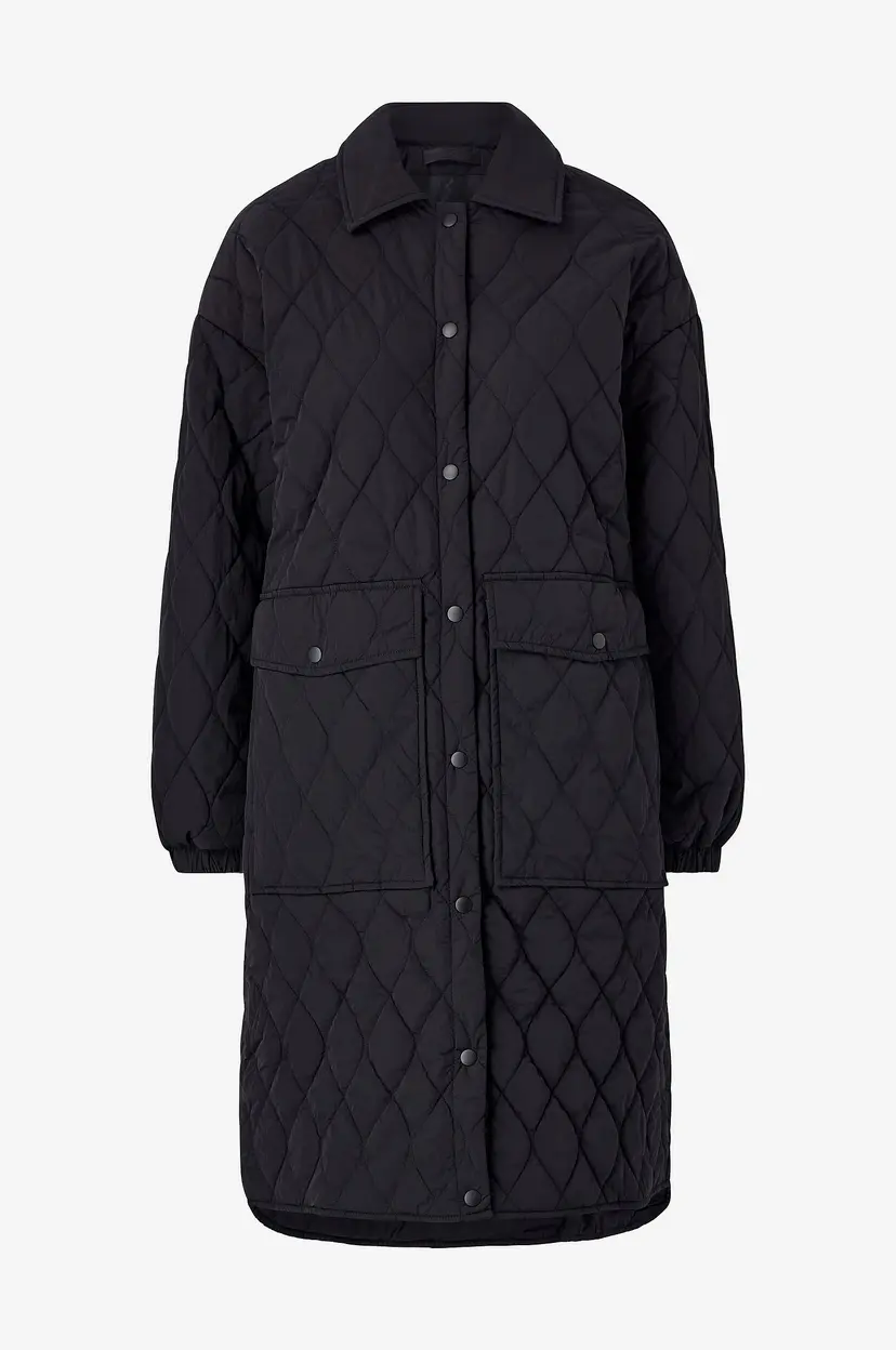Selected Women Kåpe slfMia Quilted Coat B - Svart