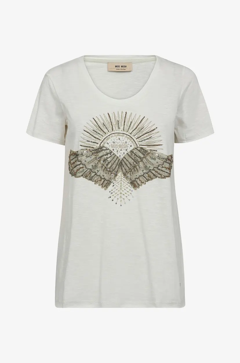 Mos Mosh Topp mmNadine O-ss Deco Tee - Hvit