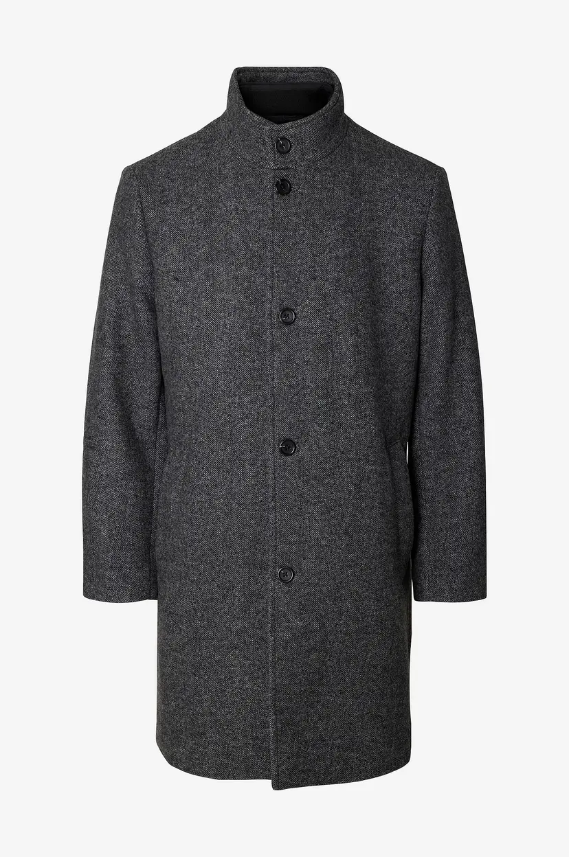 Selected Men Frakk slhRainar Wool Blend - Svart