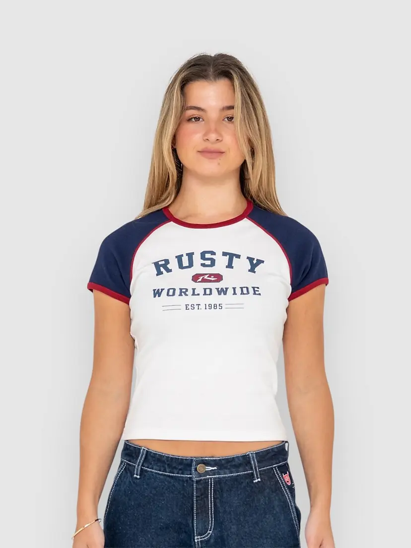 Rusty Rusty Mr Worldwide Raglan Skimmer Langermet T-skjorte hvit