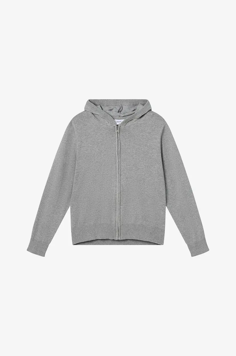 Grunt Hettegenser grJohn Zip Hood Knit - Grå