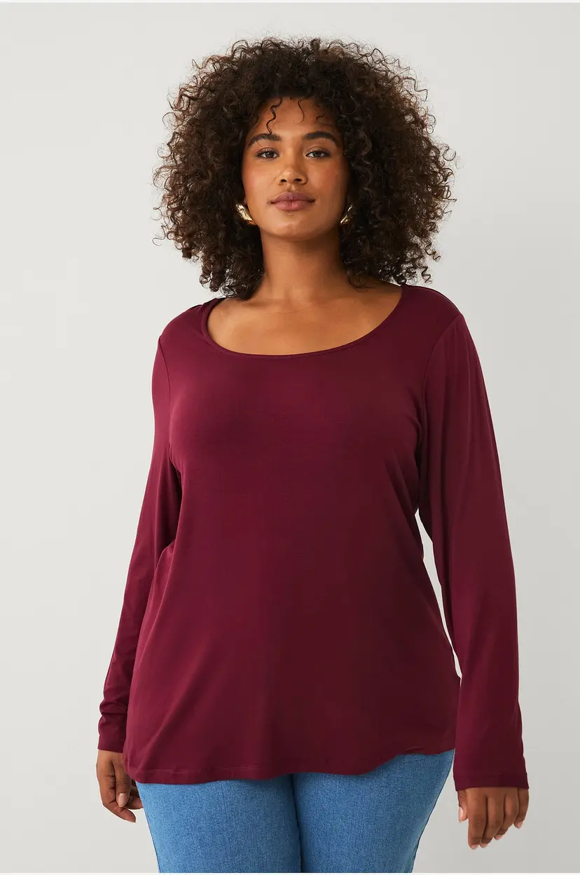 Ellos Plus collection Soft tunika i viskosestrikk - Rød